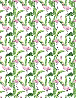 Fensterrollo für den Innenbereich mit Flamingos im Blätterdesign