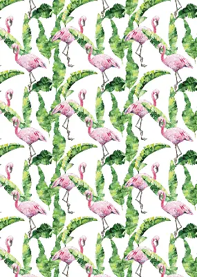 Fensterrollo für den Innenbereich mit Flamingos im Blätterdesign