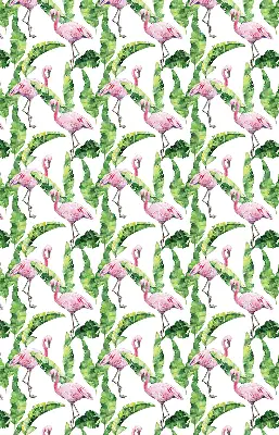Fensterrollo für den Innenbereich mit Flamingos im Blätterdesign