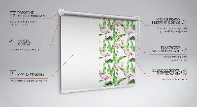 Fensterrollo für den Innenbereich mit Flamingos im Blätterdesign