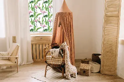 Fensterrollo für den Innenbereich mit Flamingos im Blätterdesign