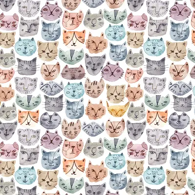 Rollo Fenster mit bunten Katzengesichtern