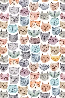 Rollo Fenster mit bunten Katzengesichtern