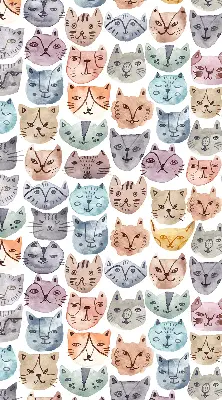 Rollo Fenster mit bunten Katzengesichtern