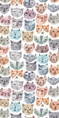 Rollo Fenster mit bunten Katzengesichtern