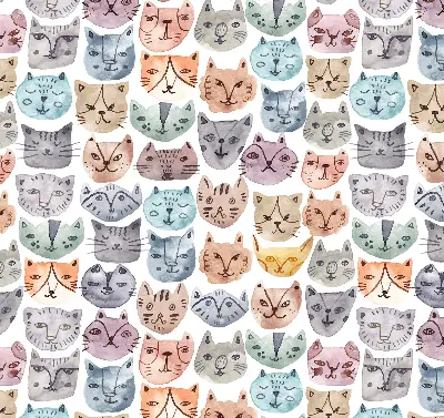 Rollo Fenster mit bunten Katzengesichtern