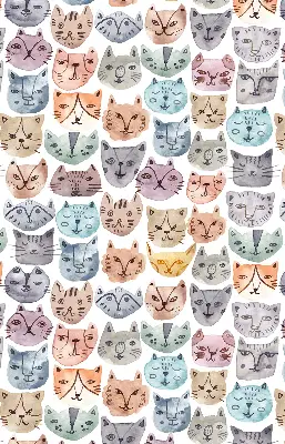 Rollo Fenster mit bunten Katzengesichtern