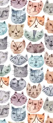 Rollo Fenster mit bunten Katzengesichtern