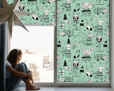 Fensterrollo für den Innenbereich mit Wintertiermotiv
