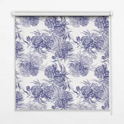 Fensterrollo für den Innenbereich mit blauem Blumenstrauß Motiv