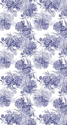 Fensterrollo für den Innenbereich mit blauem Blumenstrauß Motiv