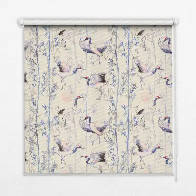 Fensterrollo mit Reiher-Motiv