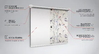Fensterrollo mit Reiher-Motiv