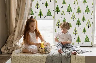 Fensterrollo mit Motiv gezeichneter Wald für den Innenbereich