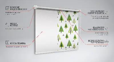 Fensterrollo mit Motiv gezeichneter Wald für den Innenbereich