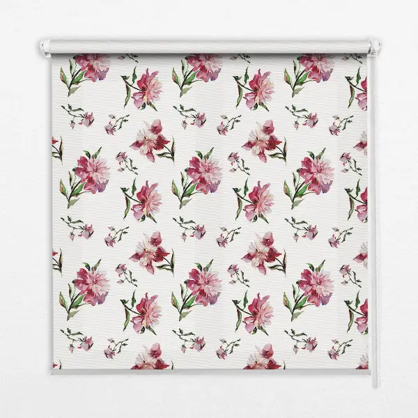 Fensterrollo für den Innenbereich mit Motiv einer rosa Blume