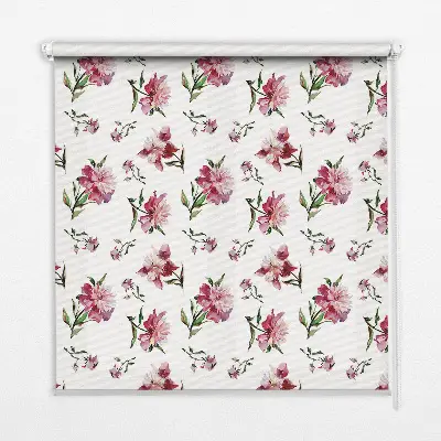 Fensterrollo für den Innenbereich mit Motiv einer rosa Blume
