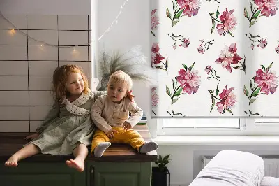 Fensterrollo für den Innenbereich mit Motiv einer rosa Blume