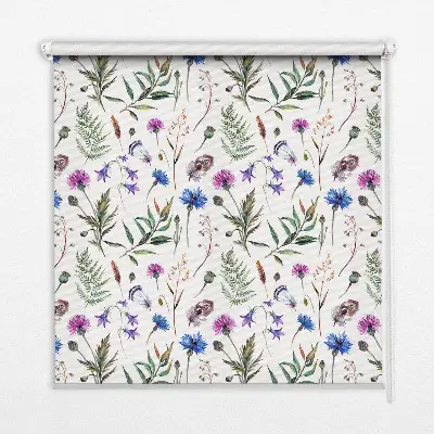 Rollo Fenster mit bunten Blumen