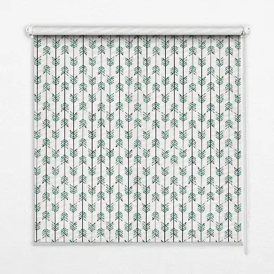 Fensterrollo innen mit Motiv kleiner bunter Tannenbäume