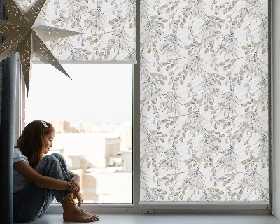 Fensterrollo mit Motiv blühender weißer Blumen