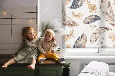 Fensterrollo innen mit Blättermotiv