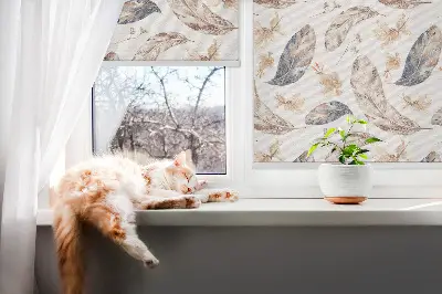 Fensterrollo innen mit Blättermotiv