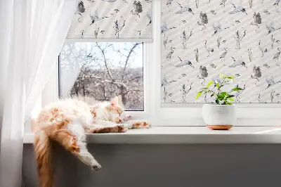 Rollo für Fenster mit Reiher-Motiv für den Innenbereich