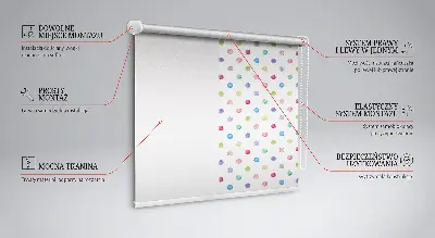Fensterrollo mit bunten Punkten