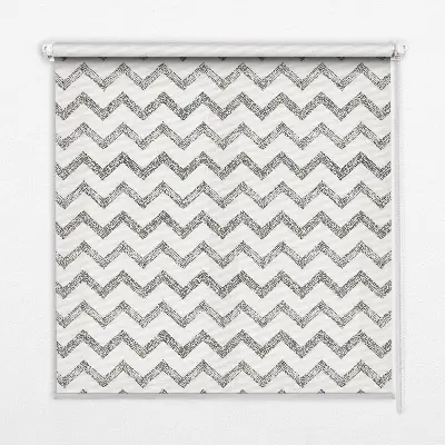 Fensterrollo mit grauem Zickzackmuster