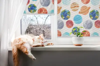 Rollo für Fenster mit Planetenmotiv