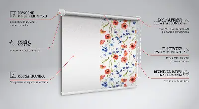 Fensterrollo mit Mohnblumenmotiv für den Innenbereich