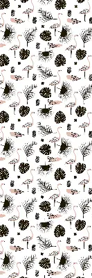 Fensterrollo mit Motiv von Flamingos und Blättern