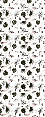 Fensterrollo mit Motiv von Flamingos und Blättern