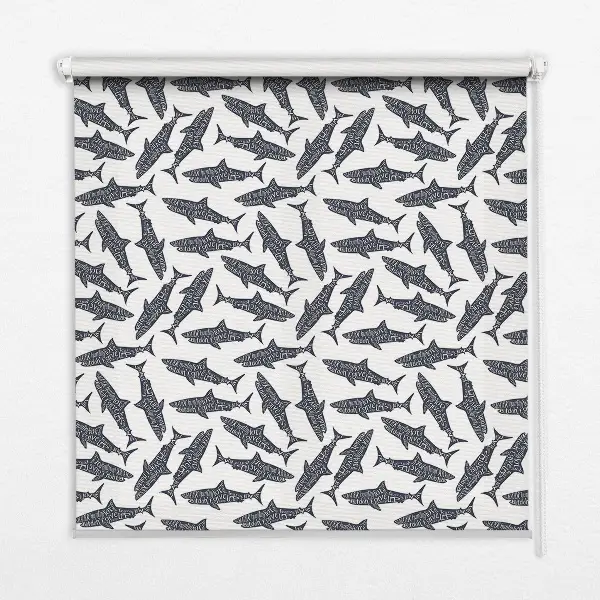 Fensterrollo für den Innenbereich mit Haifisch Motiv