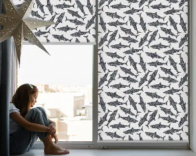 Fensterrollo für den Innenbereich mit Haifisch Motiv