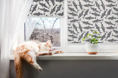 Fensterrollo für den Innenbereich mit Haifisch Motiv