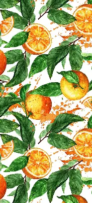 Fensterrollo für den Innenbereich mit Orangen und Blättern Motiv