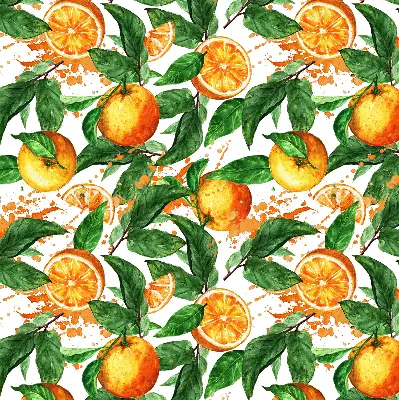 Fensterrollo für den Innenbereich mit Orangen und Blättern Motiv