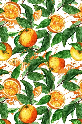 Fensterrollo für den Innenbereich mit Orangen und Blättern Motiv