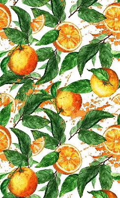 Fensterrollo für den Innenbereich mit Orangen und Blättern Motiv