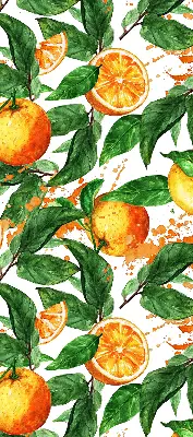 Fensterrollo für den Innenbereich mit Orangen und Blättern Motiv