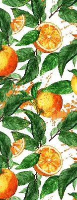 Fensterrollo für den Innenbereich mit Orangen und Blättern Motiv