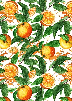 Fensterrollo für den Innenbereich mit Orangen und Blättern Motiv