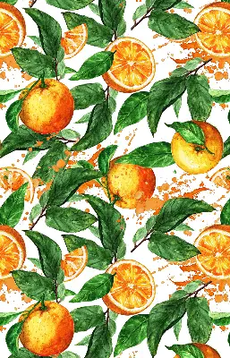 Fensterrollo für den Innenbereich mit Orangen und Blättern Motiv
