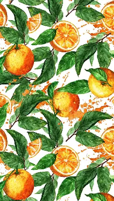 Fensterrollo für den Innenbereich mit Orangen und Blättern Motiv