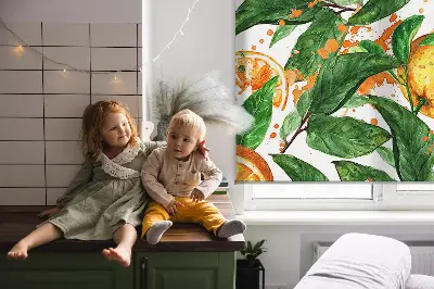 Fensterrollo für den Innenbereich mit Orangen und Blättern Motiv