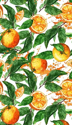 Fensterrollo für den Innenbereich mit Orangen und Blättern Motiv