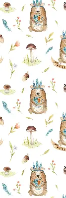 Fensterrollo mit Motiv von Teddybären und Pflanzen