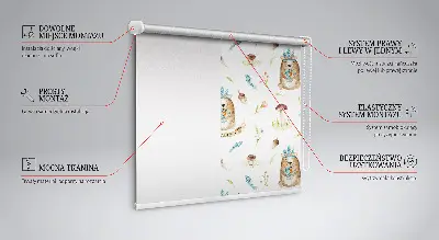Fensterrollo mit Motiv von Teddybären und Pflanzen